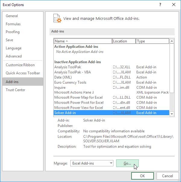 Pengenalan Dasar Excel Solver untuk Keputusan excel option